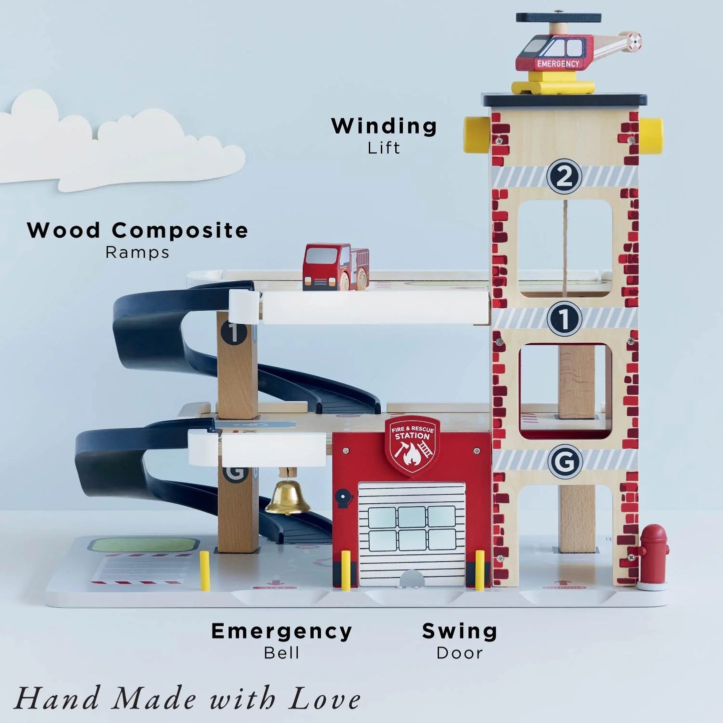 LE TOY VAN - Fire & Rescue Wooden Garage