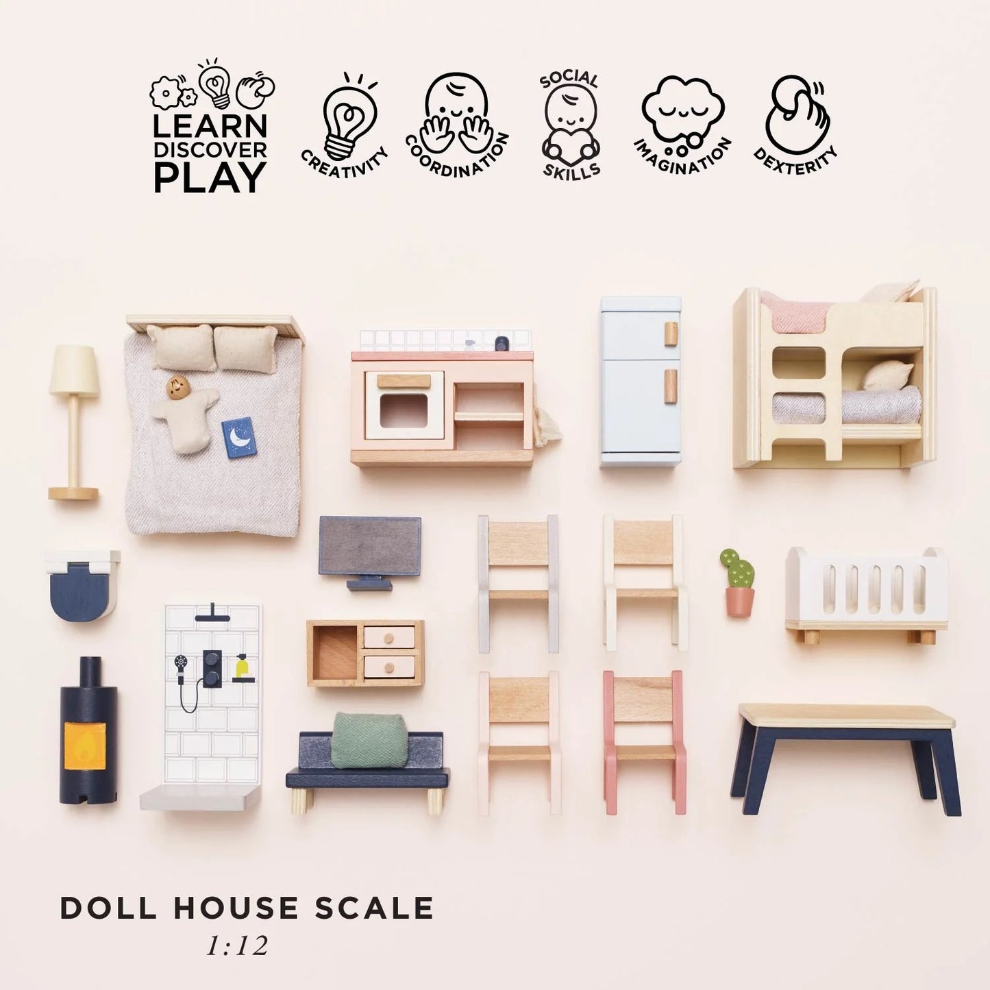 LE TOY VAN - Wooden Dolls House Starter Furniture Set - 35 piece