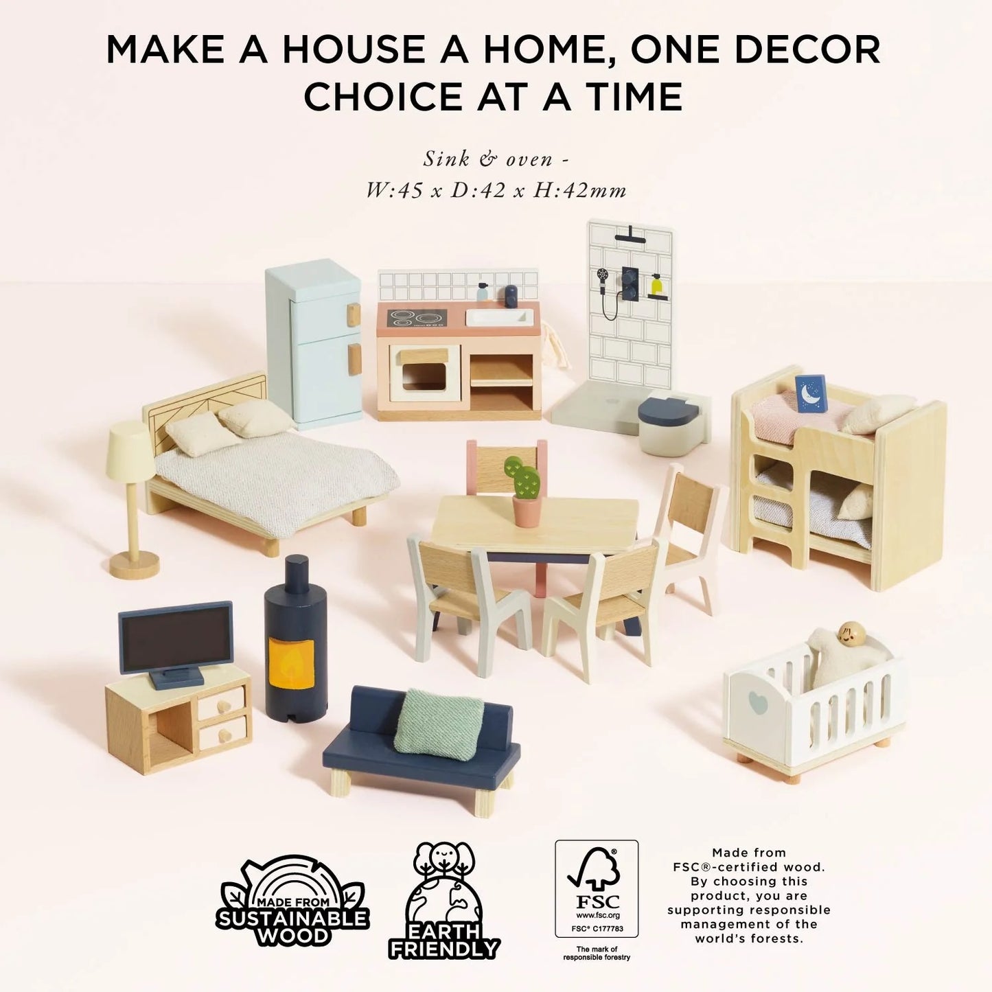 LE TOY VAN - Wooden Dolls House Starter Furniture Set - 35 piece