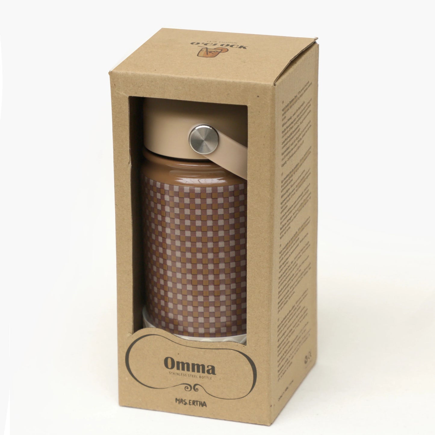 Mrs Ertha - Stainless Steel Water Bottle (Soft Squares)