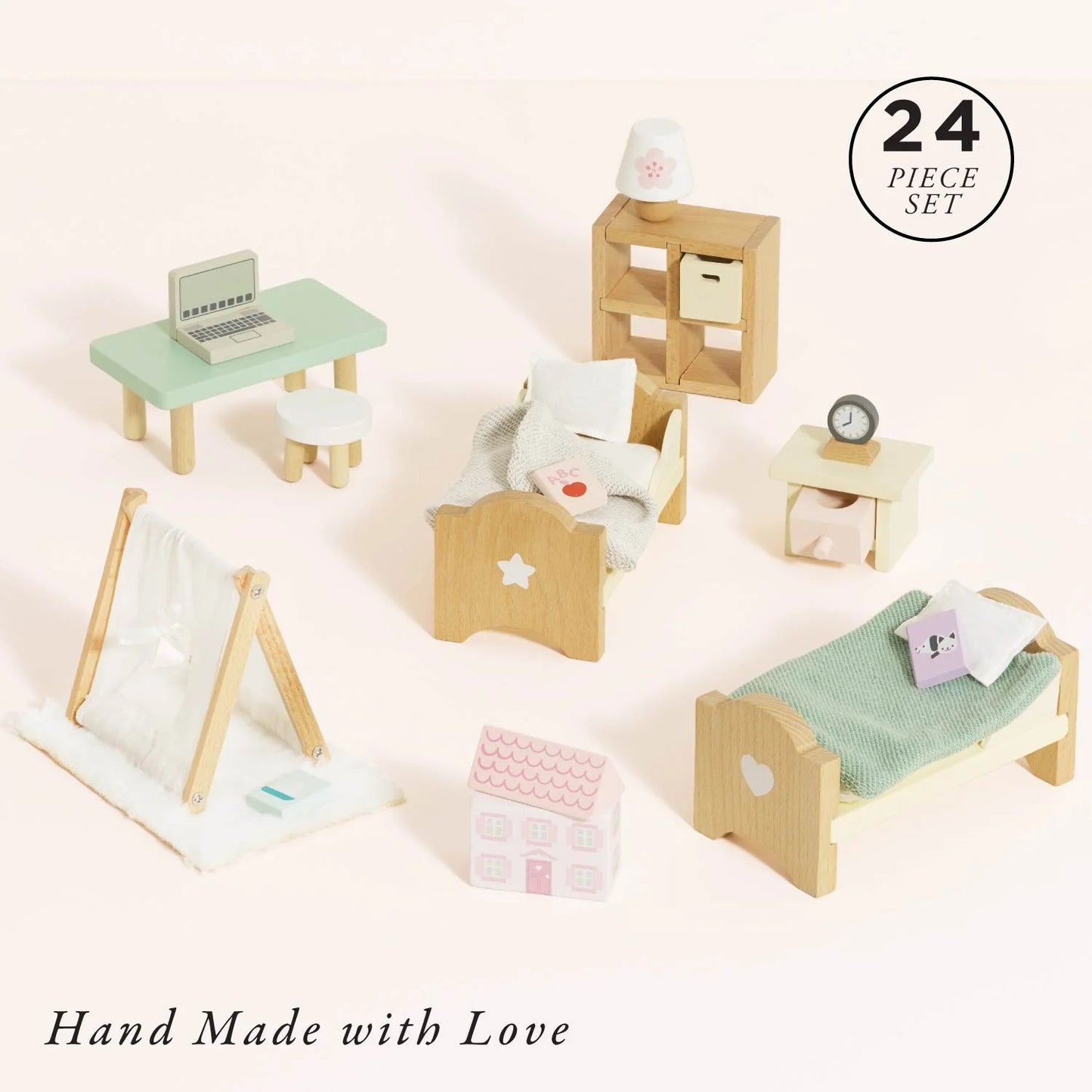 LE TOY VAN - Wooden Dolls House Child's Bedroom - 24 piece