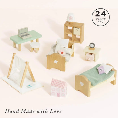 LE TOY VAN - Wooden Dolls House Child's Bedroom - 24 piece