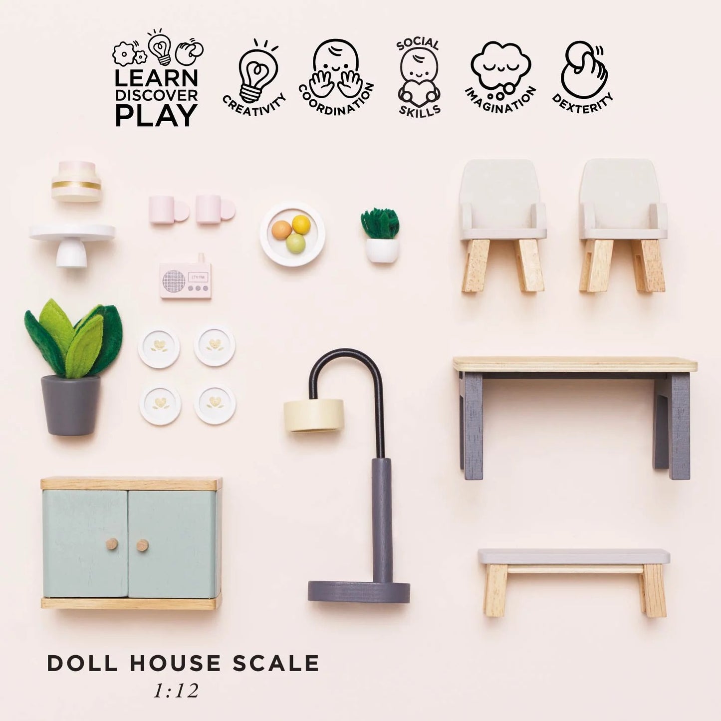 LE TOY VAN - Wooden Dolls House Dining Room -18 piece