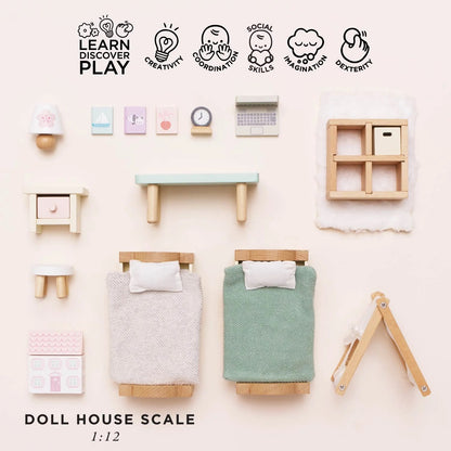 LE TOY VAN - Wooden Dolls House Child's Bedroom - 24 piece