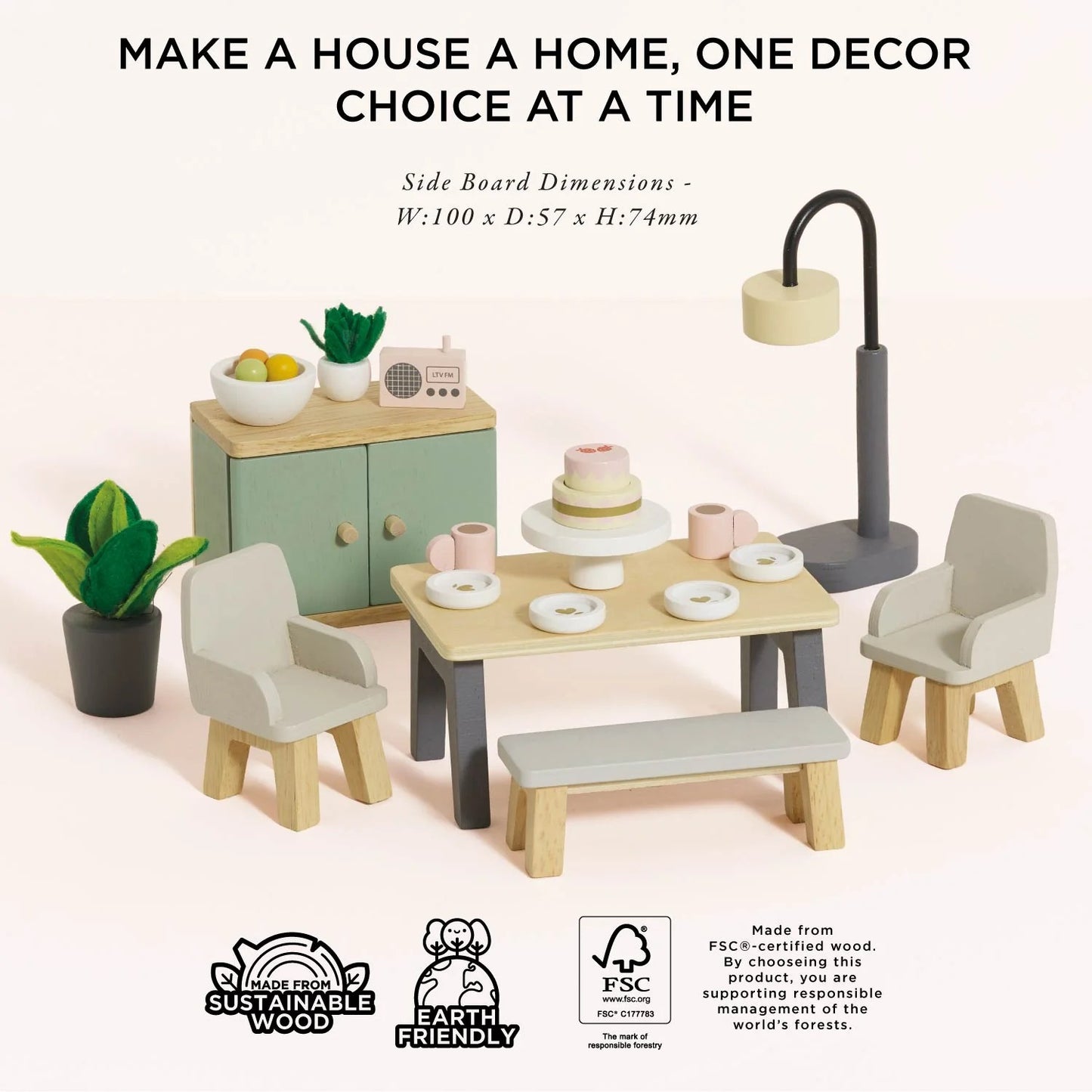 LE TOY VAN - Wooden Dolls House Dining Room -18 piece