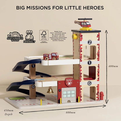 LE TOY VAN - Fire & Rescue Wooden Garage