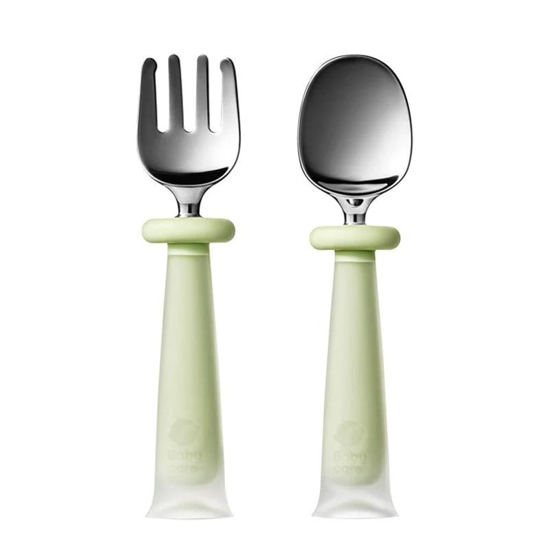 Bc Babycare - Spoon & Fork Set (Stainless Steel & Silicone)
