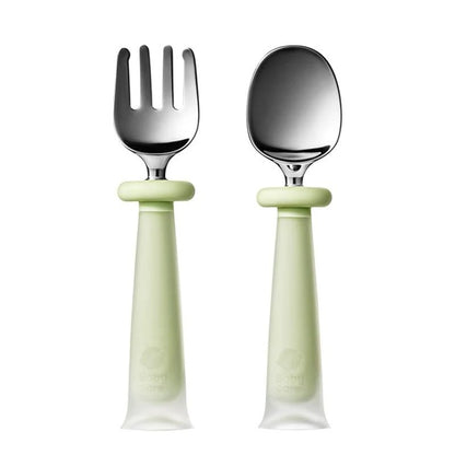 Bc Babycare - Spoon & Fork Set (Stainless Steel & Silicone)