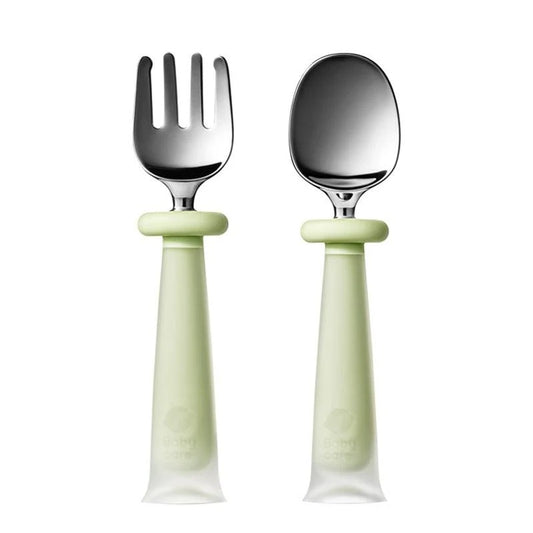 Bc Babycare - Spoon & Fork Set (Stainless Steel & Silicone)